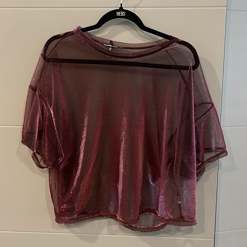 Charlotte Russe mesh metallic crop top